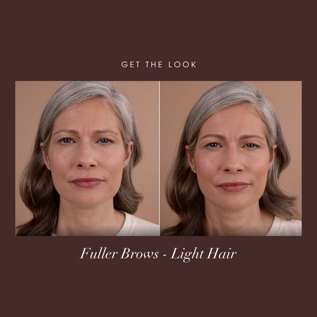 Make your blonde or grey brows look naturally fuller and thicker with our fibrous brow gel to add hair-like fibres.